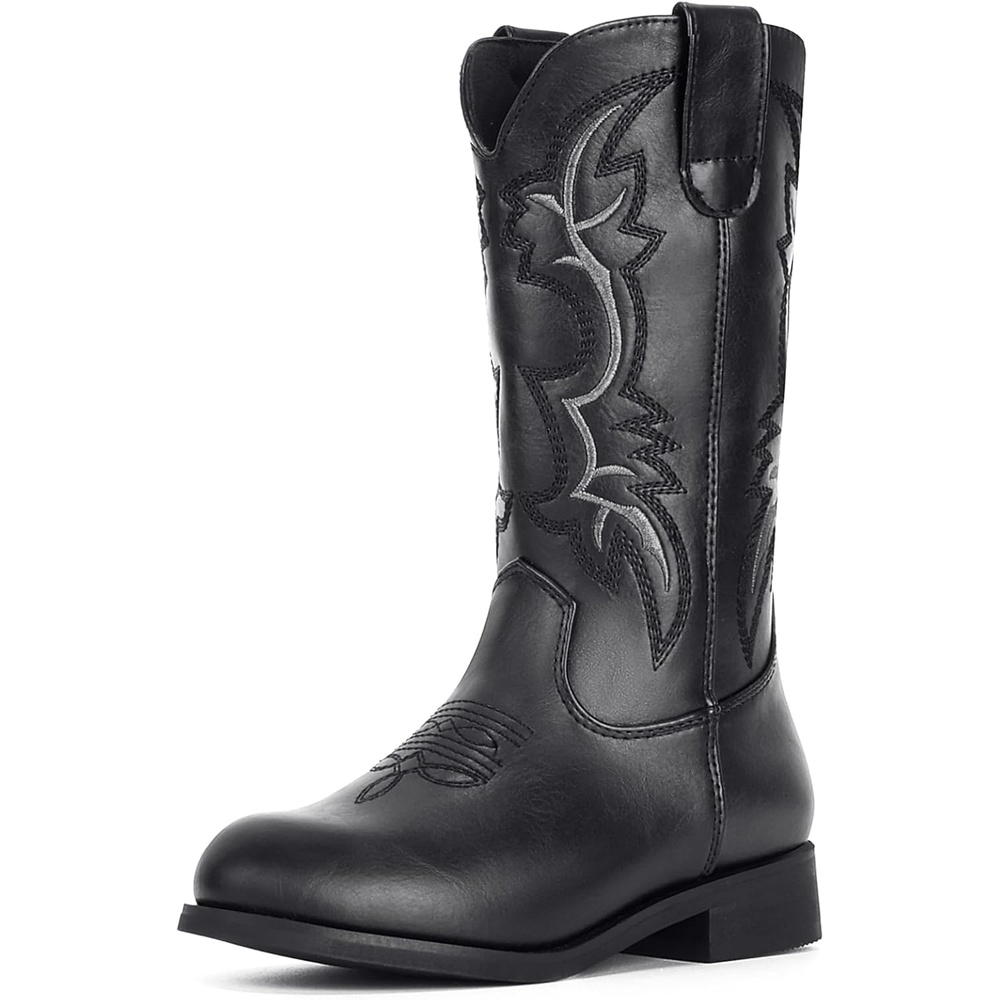 image:imageIUV Cowgirl Boots Cowboy Boots For Girls Boys Kids Toddler Fashion Western Boots Mid Calf Riding ShoesBlack