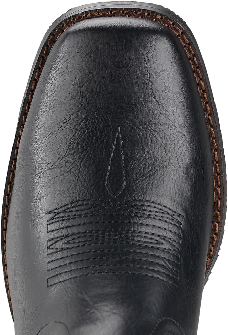 image:imageIUV Cowboy Boots For Men Western Boot Classic American Flag Embroidered Square Toe MidCalf BootsBlack