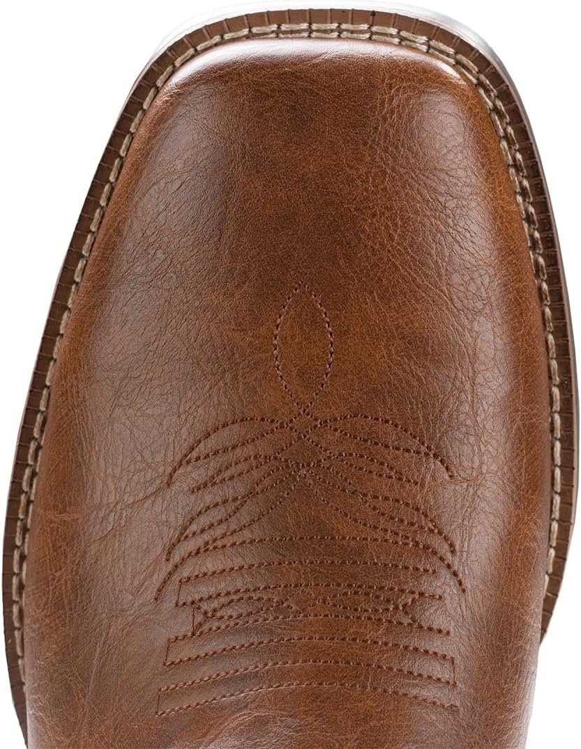 image:imageIUV Cowboy Boots For Men Western Boot Classic American Flag Embroidered Square Toe MidCalf BootsBrown