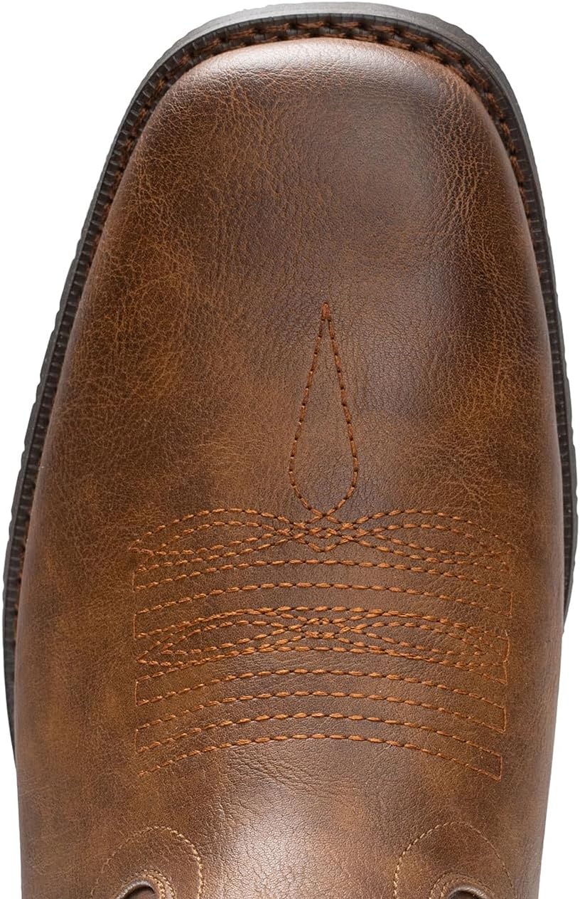 image:imageIUV Cowboy Boots For Men Western Boot Classic American Flag Embroidered Square Toe MidCalf BootsDark Brown