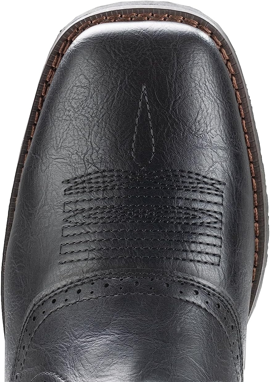 image:imageIUV Cowboy Boots For Men Western Boot Classic Embroidered Square Toe Pull On MidCalf Boots Round HoleBlack