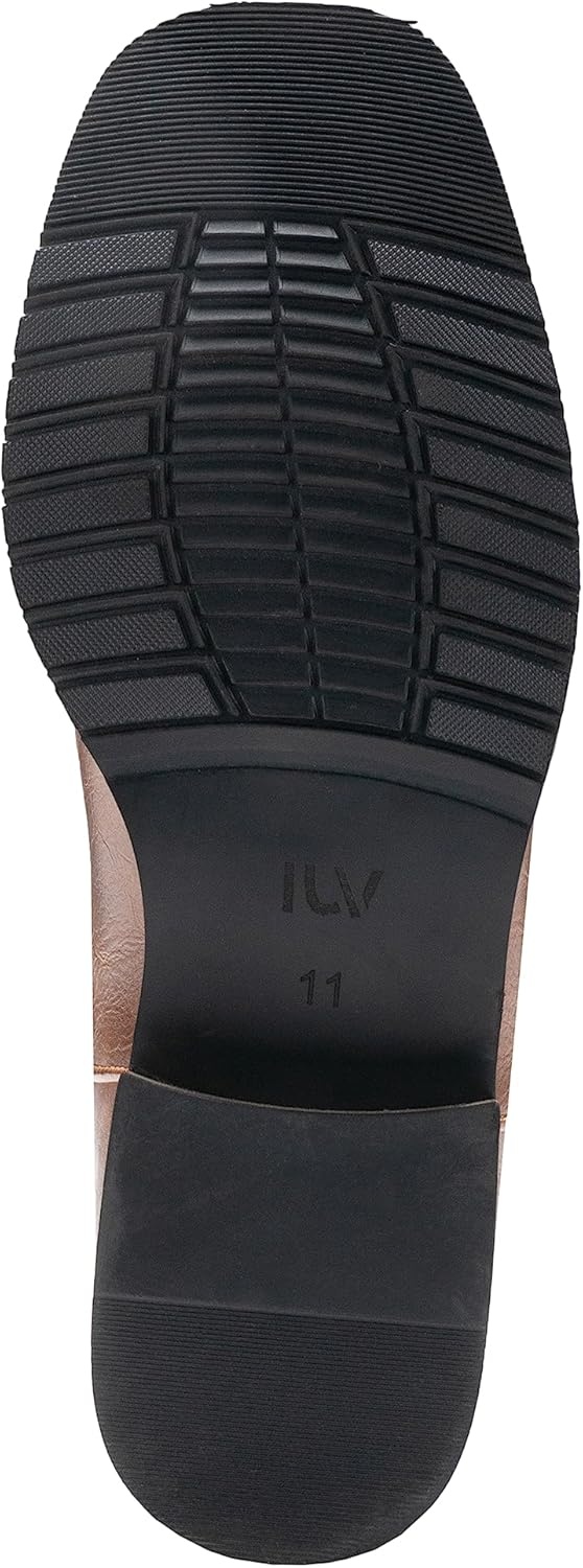 image:imageIUV Cowboy Boots For Men Western Boot Classic Embroidered Square Toe Pull On MidCalf Boots Round HoleBrown