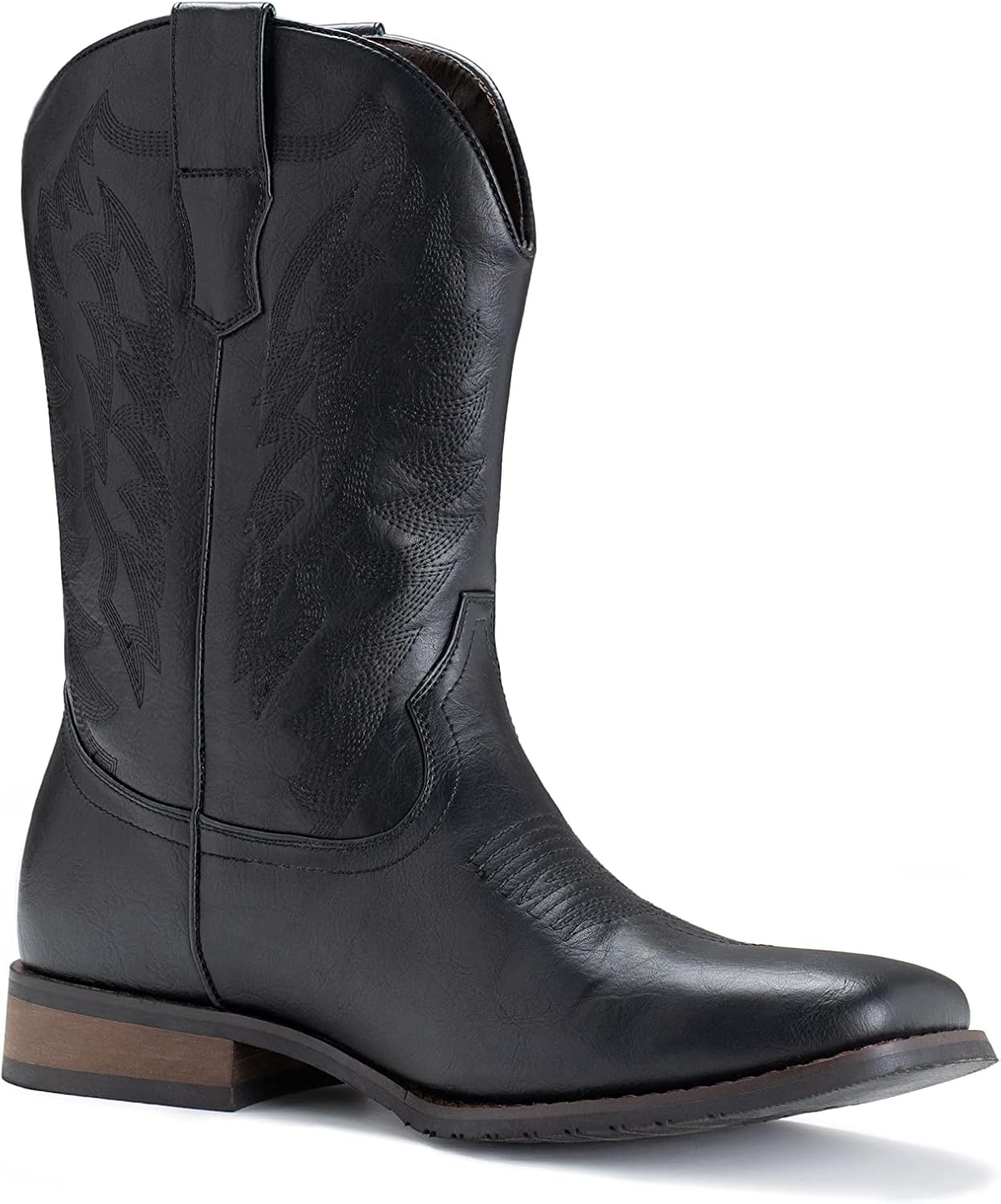 image:imageIUV Cowboy Boots For Men Wide Foot Square Toe Western Boots with Classic Embroidered Durable Slip on BootsBlack