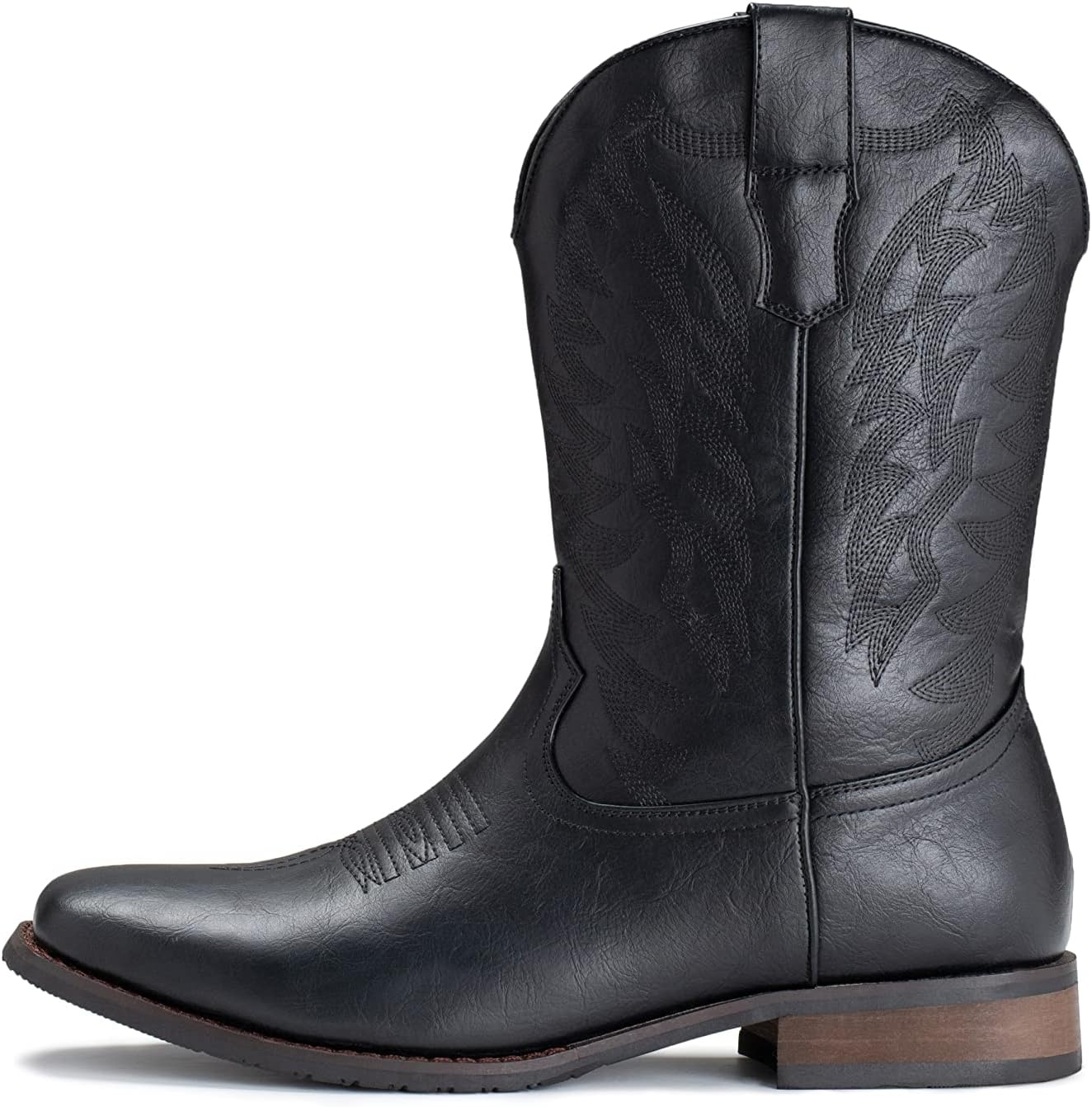 image:imageIUV Cowboy Boots For Men Wide Foot Square Toe Western Boots with Classic Embroidered Durable Slip on BootsBlack