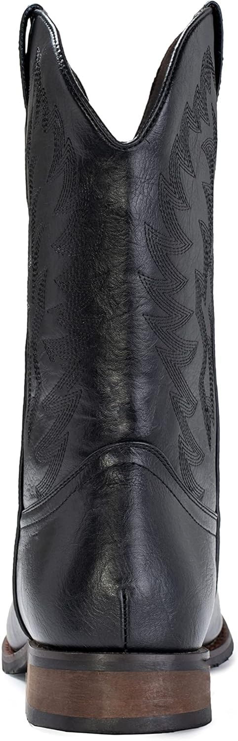 image:imageIUV Cowboy Boots For Men Wide Foot Square Toe Western Boots with Classic Embroidered Durable Slip on BootsBlack