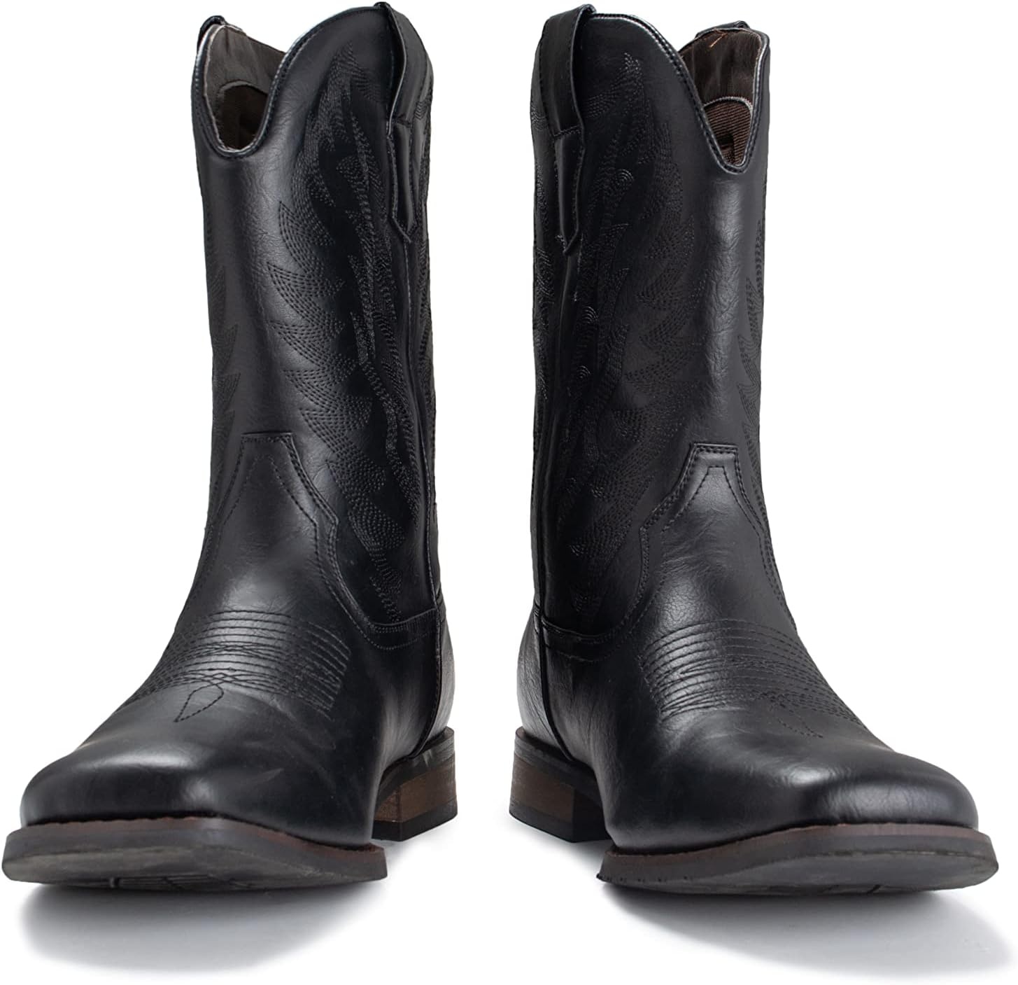 image:imageIUV Cowboy Boots For Men Wide Foot Square Toe Western Boots with Classic Embroidered Durable Slip on BootsBlack
