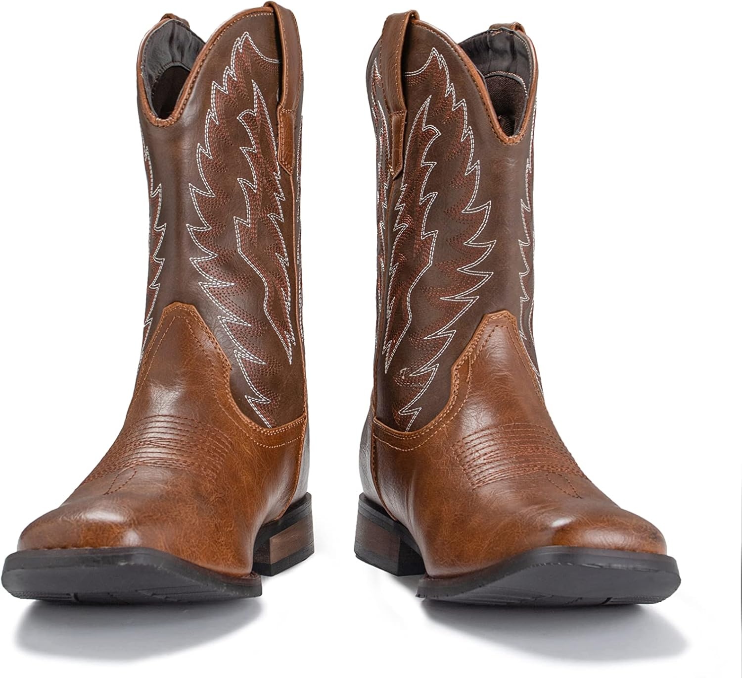 image:imageIUV Cowboy Boots For Men Wide Foot Square Toe Western Boots with Classic Embroidered Durable Slip on BootsBrown