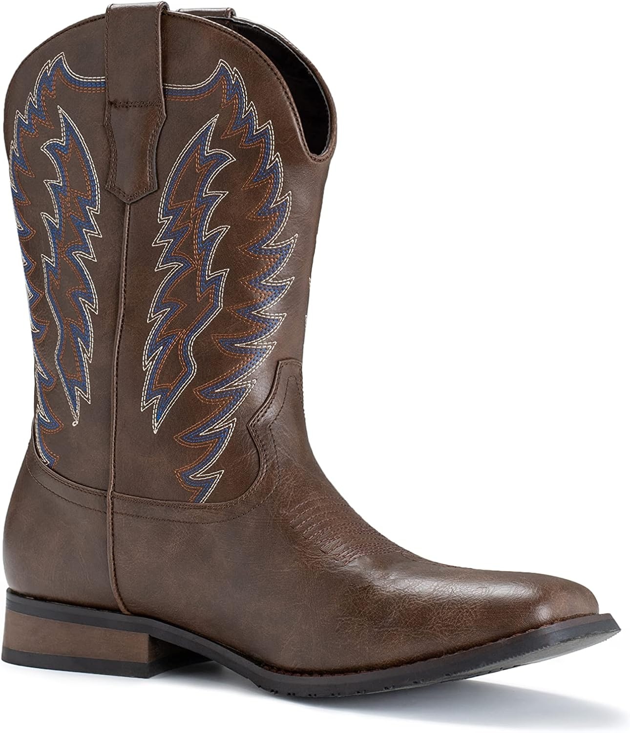 image:imageIUV Cowboy Boots For Men Wide Foot Square Toe Western Boots with Classic Embroidered Durable Slip on BootsKhaki