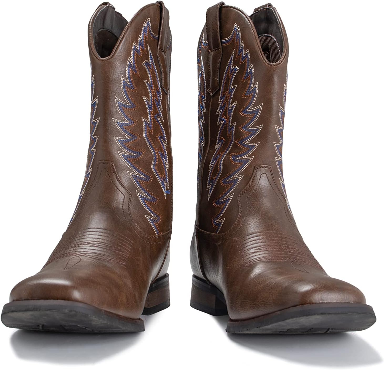 image:imageIUV Cowboy Boots For Men Wide Foot Square Toe Western Boots with Classic Embroidered Durable Slip on BootsKhaki