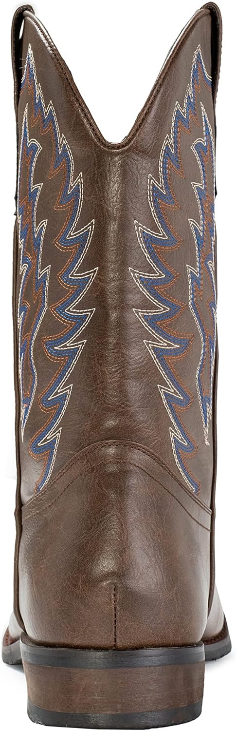 image:imageIUV Cowboy Boots For Men Wide Foot Square Toe Western Boots with Classic Embroidered Durable Slip on BootsKhaki