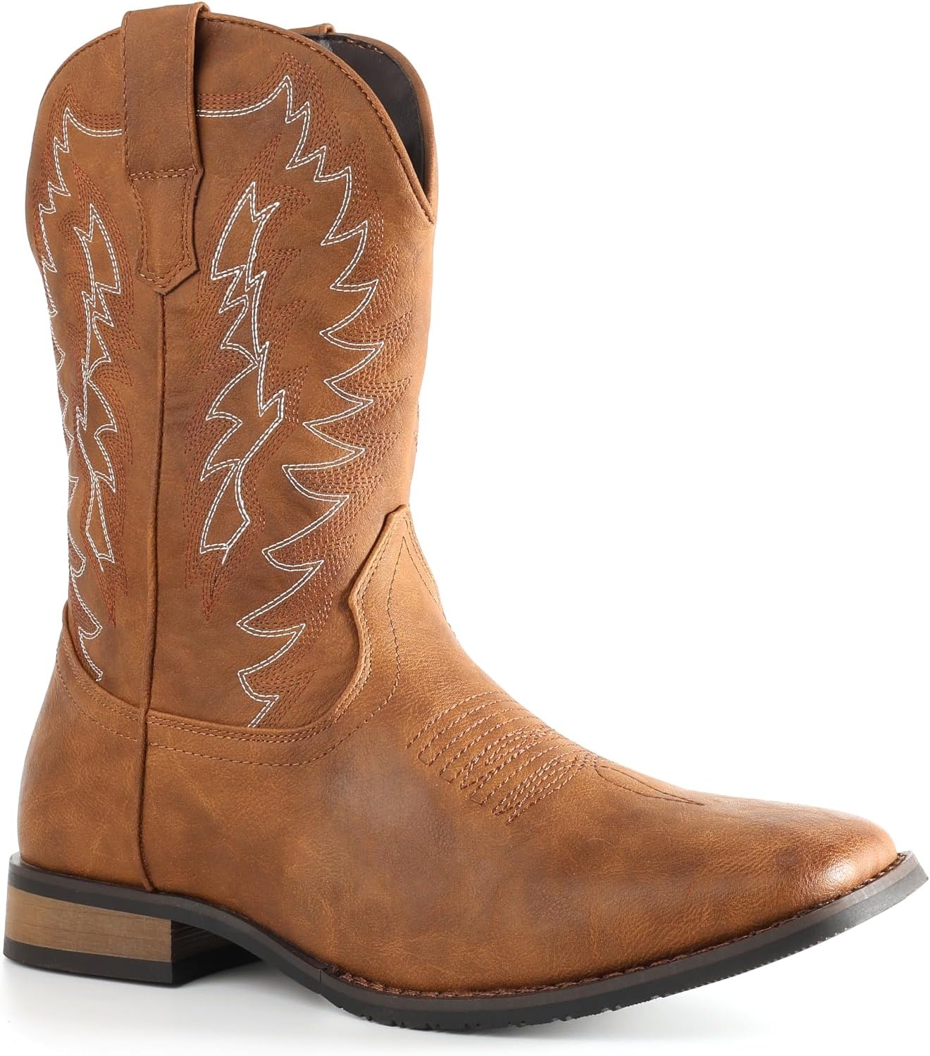 image:imageIUV Cowboy Boots For Men Wide Foot Square Toe Western Boots with Classic Embroidered Durable Slip on BootsLight Brown