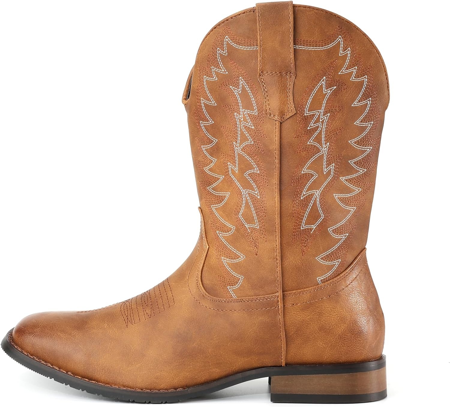 image:imageIUV Cowboy Boots For Men Wide Foot Square Toe Western Boots with Classic Embroidered Durable Slip on BootsLight Brown