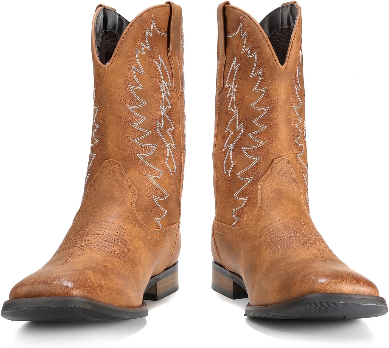 image:imageIUV Cowboy Boots For Men Wide Foot Square Toe Western Boots with Classic Embroidered Durable Slip on BootsLight Brown