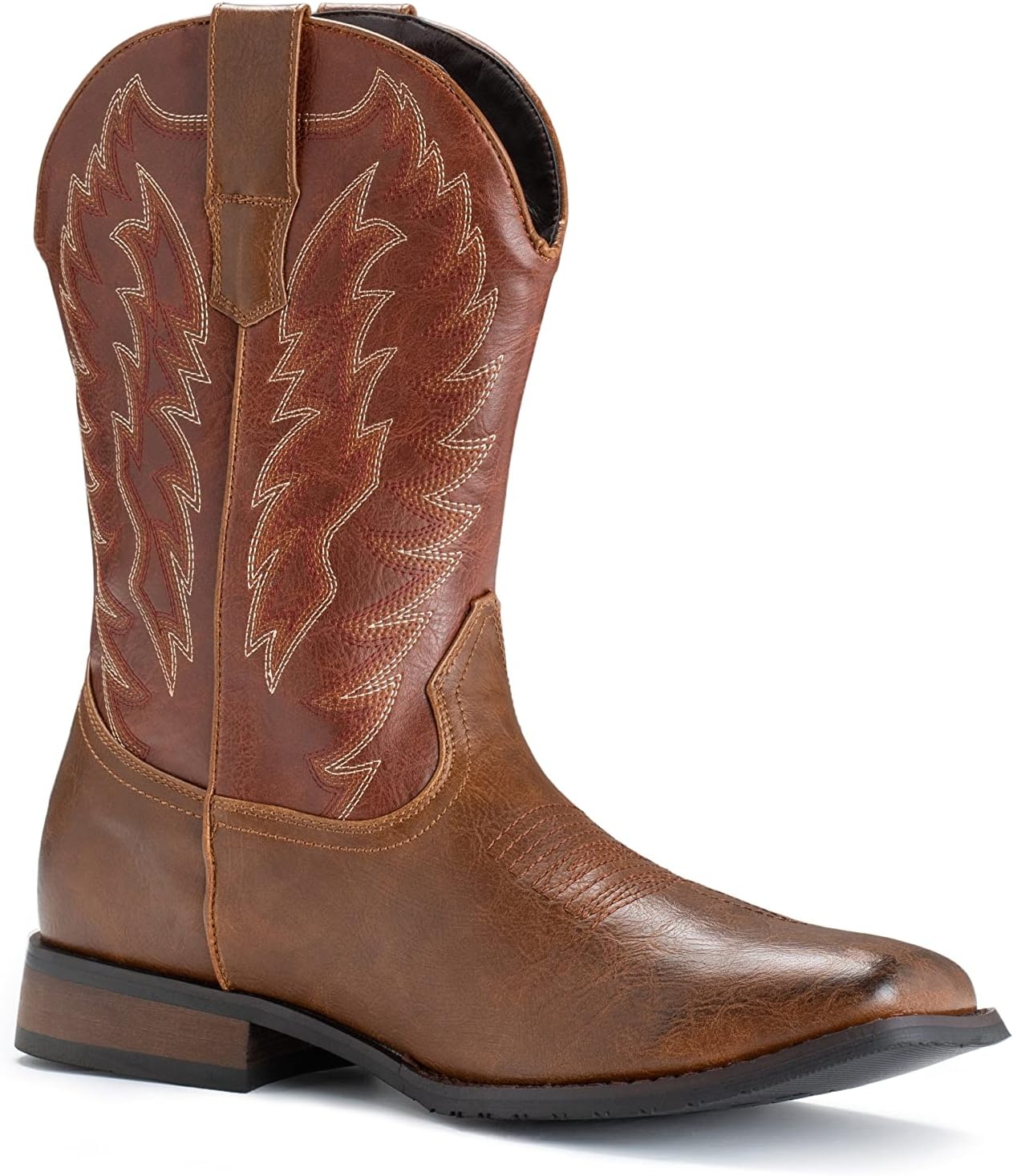 image:imageIUV Cowboy Boots For Men Wide Foot Square Toe Western Boots with Classic Embroidered Durable Slip on BootsMaroon