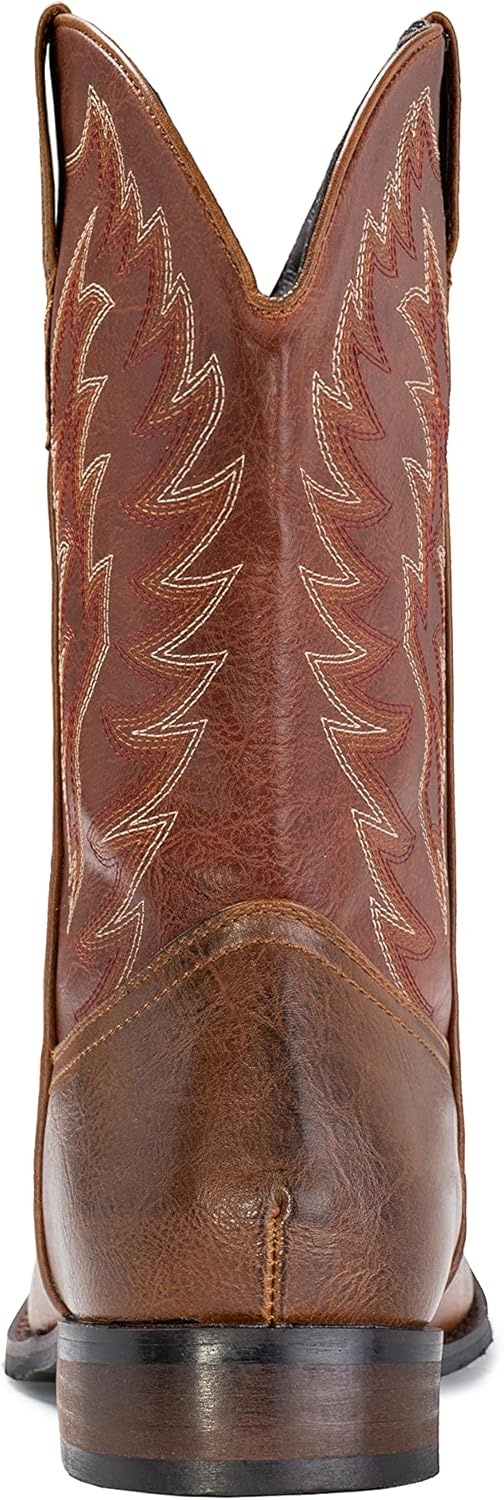image:imageIUV Cowboy Boots For Men Wide Foot Square Toe Western Boots with Classic Embroidered Durable Slip on BootsMaroon