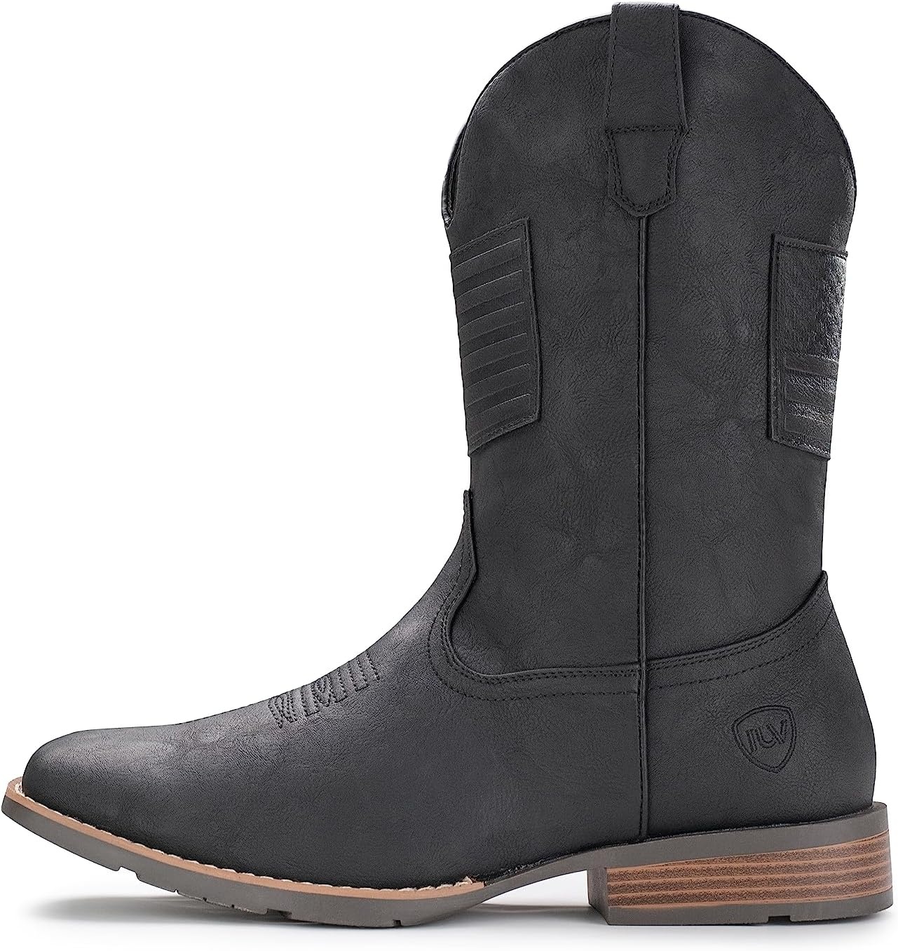 image:imageIUV Cowboy Boots For Men Wide Western Boot Traditional American Flag Retro Square Toe Country Work BootsBlack