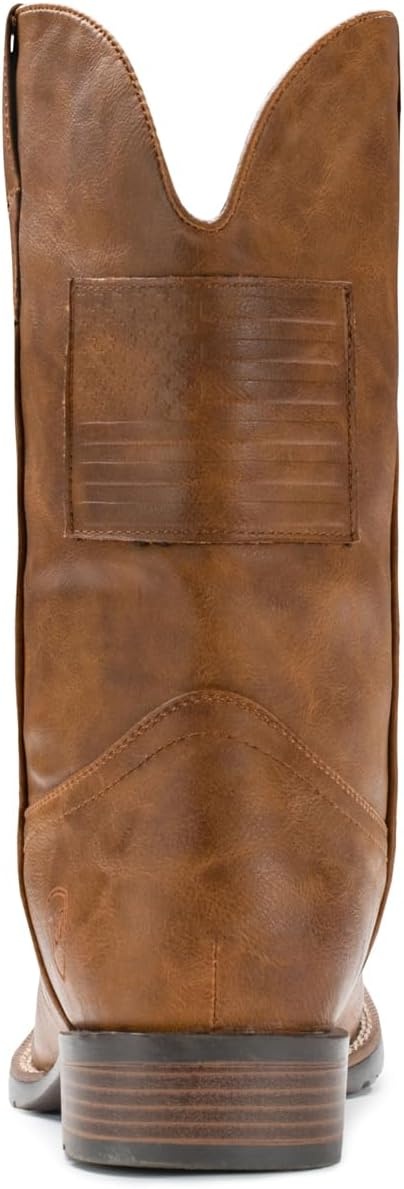 image:imageIUV Cowboy Boots For Men Wide Western Boot Traditional American Flag Retro Square Toe Country Work BootsBrown