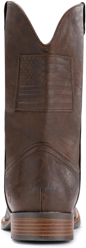 image:imageIUV Cowboy Boots For Men Wide Western Boot Traditional American Flag Retro Square Toe Country Work BootsDark Brown