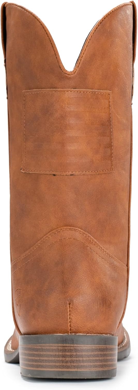 image:imageIUV Cowboy Boots For Men Wide Western Boot Traditional American Flag Retro Square Toe Country Work BootsMaroon