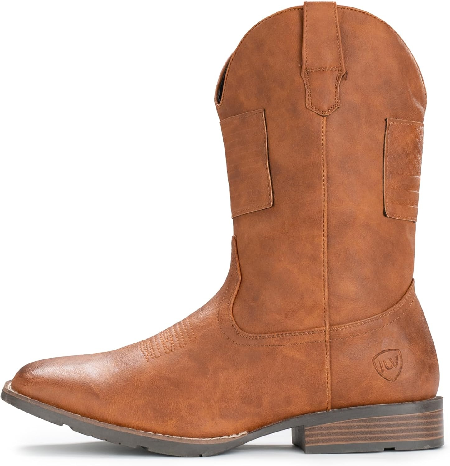 image:imageIUV Cowboy Boots For Men Wide Western Boot Traditional American Flag Retro Square Toe Country Work BootsMaroon
