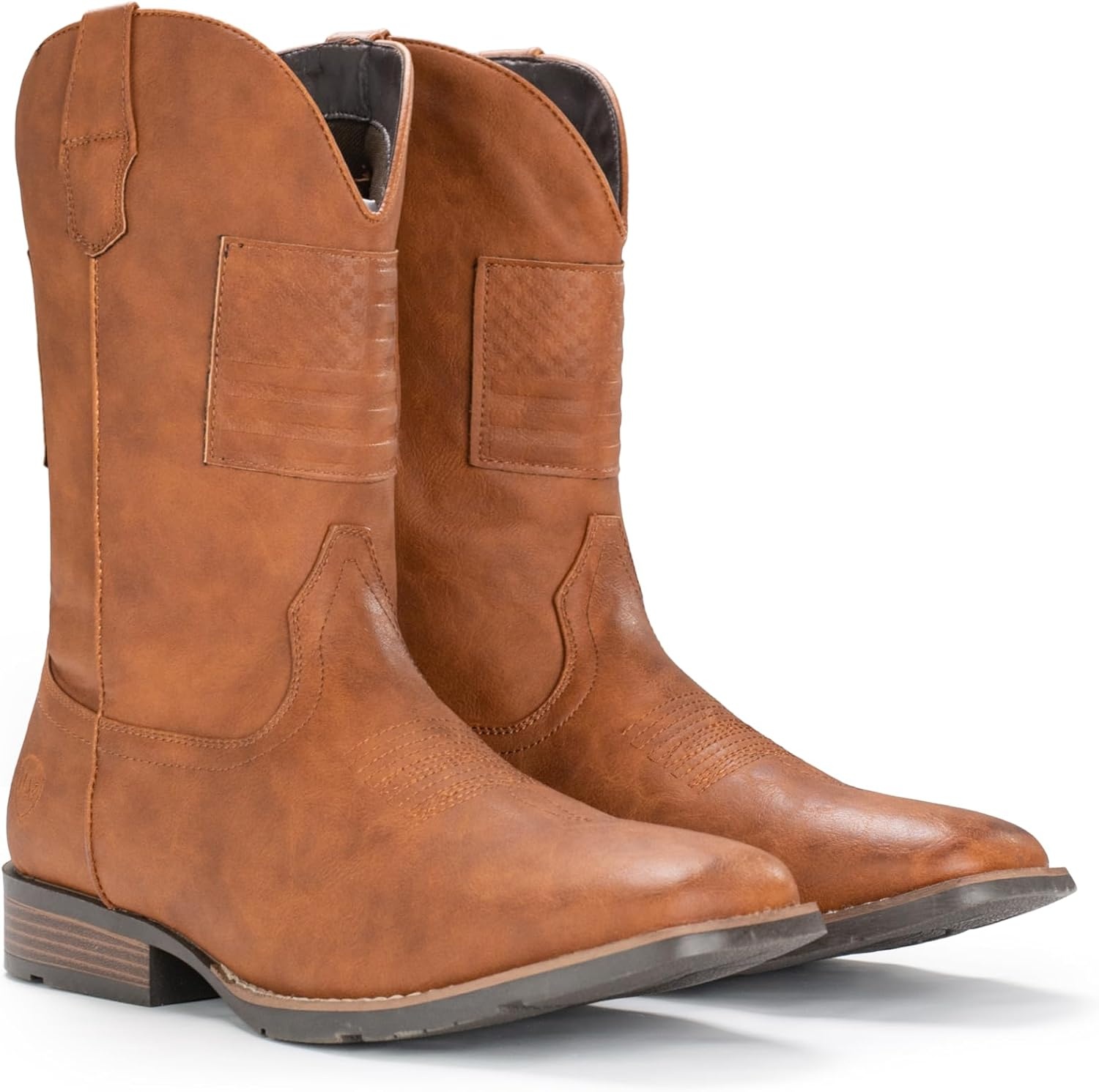 image:imageIUV Cowboy Boots For Men Wide Western Boot Traditional American Flag Retro Square Toe Country Work BootsMaroon
