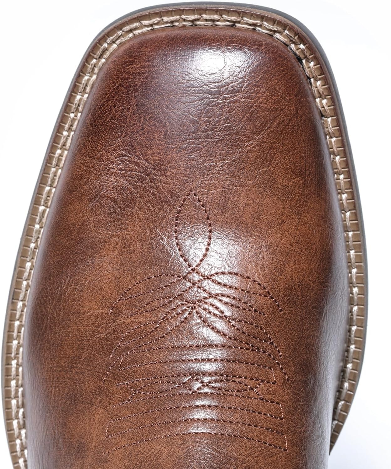 image:imageIUV Cowboy Boots For Men with Wide Square Toe Western Retro Boot Durable Classic Fashionable Embroidered Pull On Slip Resistant BootsChestnut