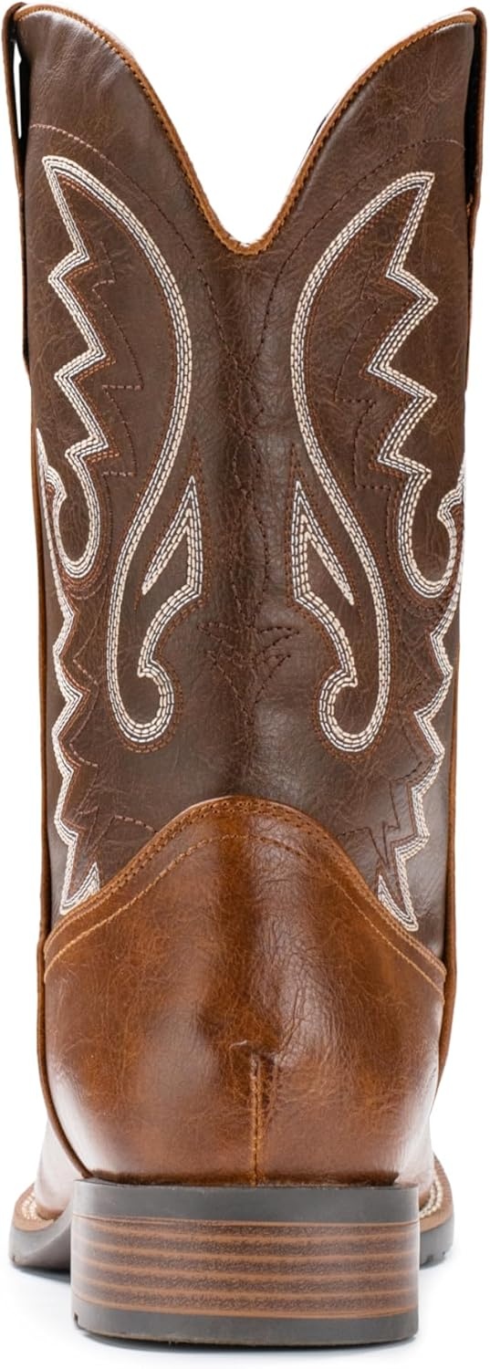 image:imageIUV Cowboy Boots For Men with Wide Square Toe Western Retro Boot Durable Classic Fashionable Embroidered Pull On Slip Resistant BootsDark Brown