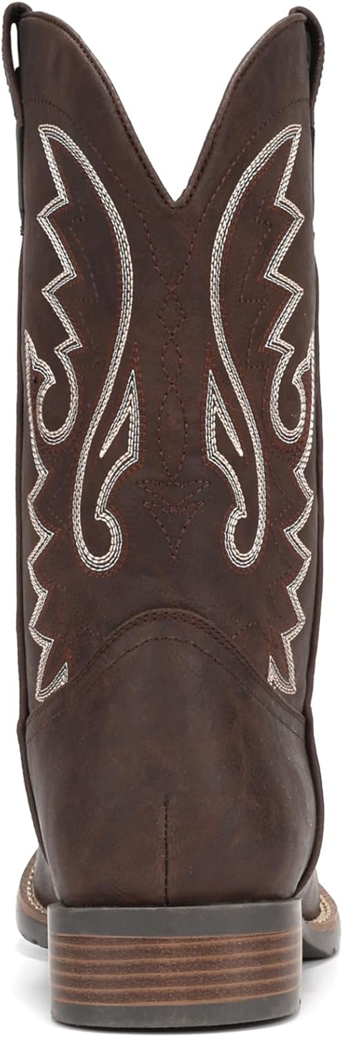 image:imageIUV Cowboy Boots For Men with Wide Square Toe Western Retro Boot Durable Classic Fashionable Embroidered Pull On Slip Resistant BootsKhaki