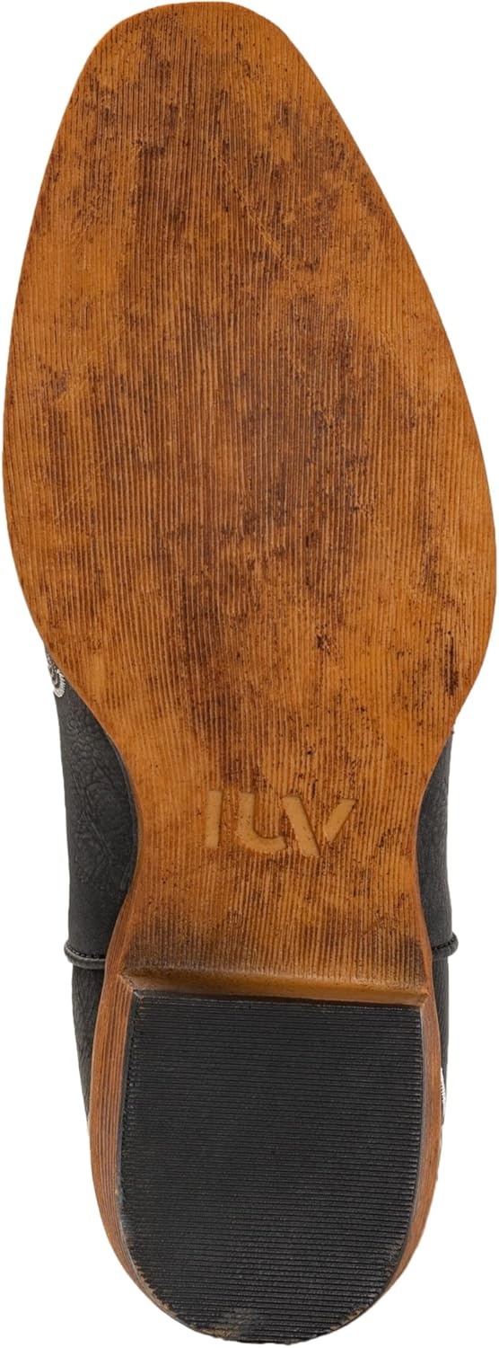 image:imageIUV Cowboy Boots For Women Mid Calf Cowgirl Boots Embroidered PullOn Tabs Snip Toe BootBlack