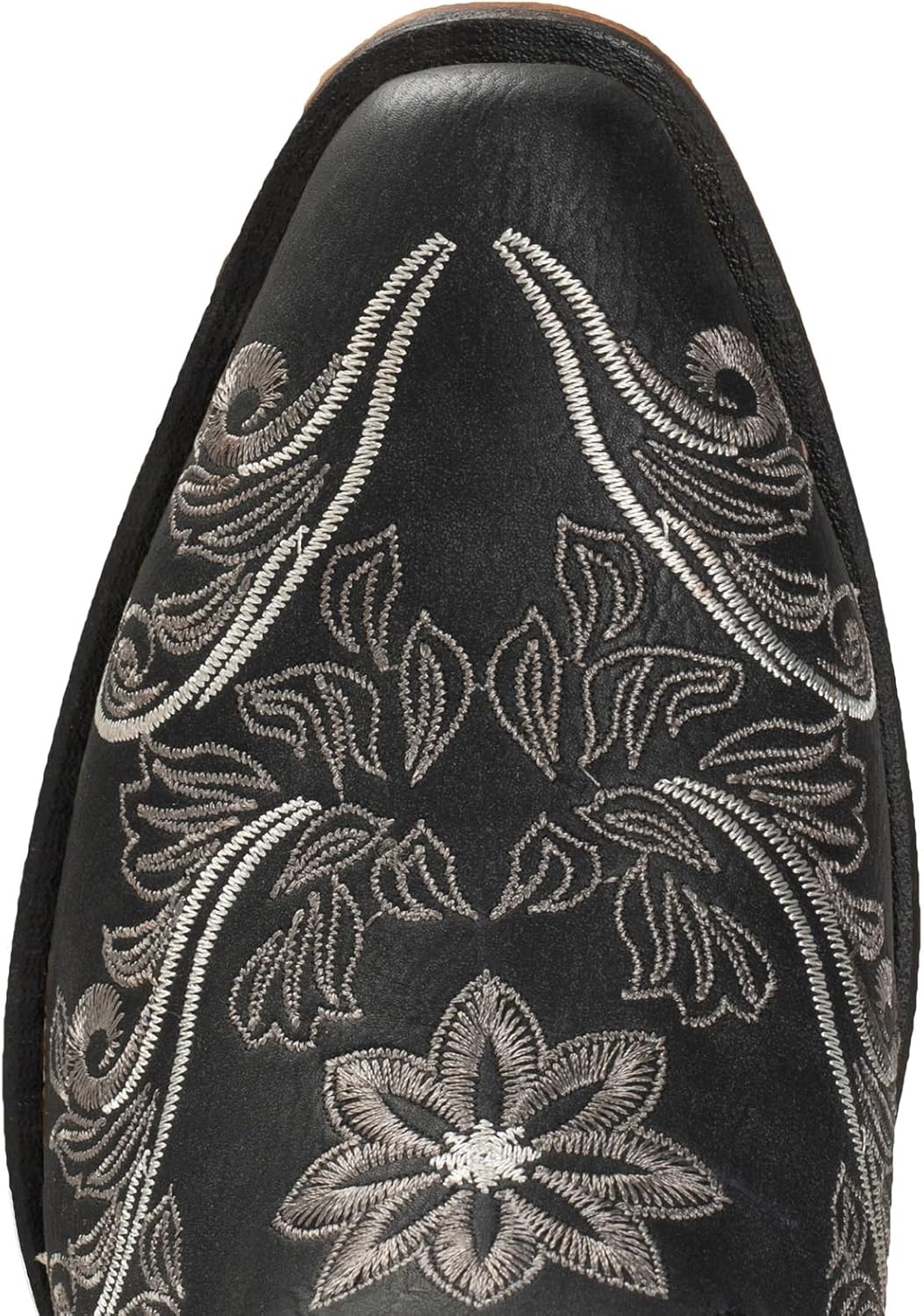 image:imageIUV Cowboy Boots For Women Mid Calf Cowgirl Boots Embroidered PullOn Tabs Snip Toe BootBlack