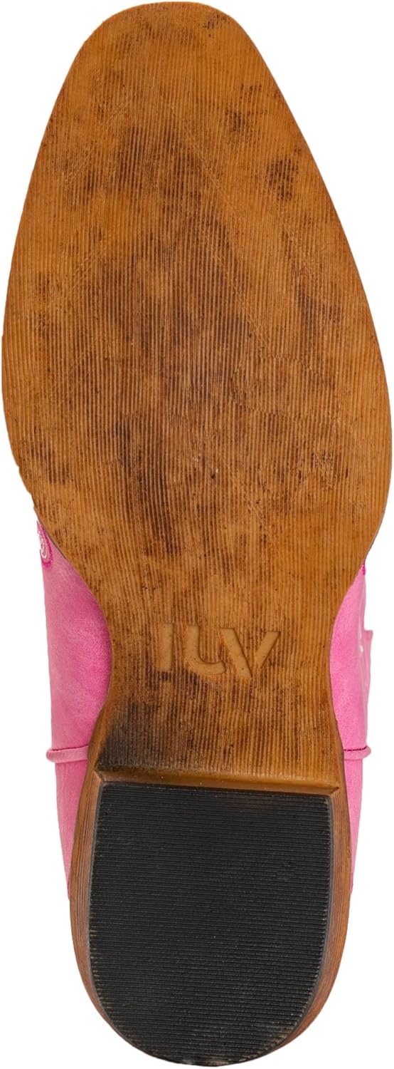 image:imageIUV Cowboy Boots For Women Mid Calf Cowgirl Boots Embroidered PullOn Tabs Snip Toe BootPink