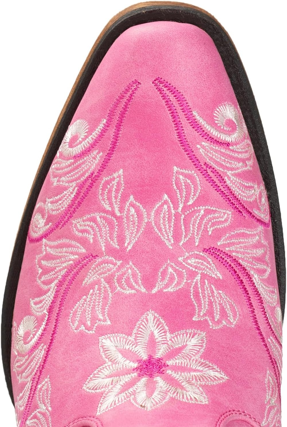image:imageIUV Cowboy Boots For Women Mid Calf Cowgirl Boots Embroidered PullOn Tabs Snip Toe BootPink