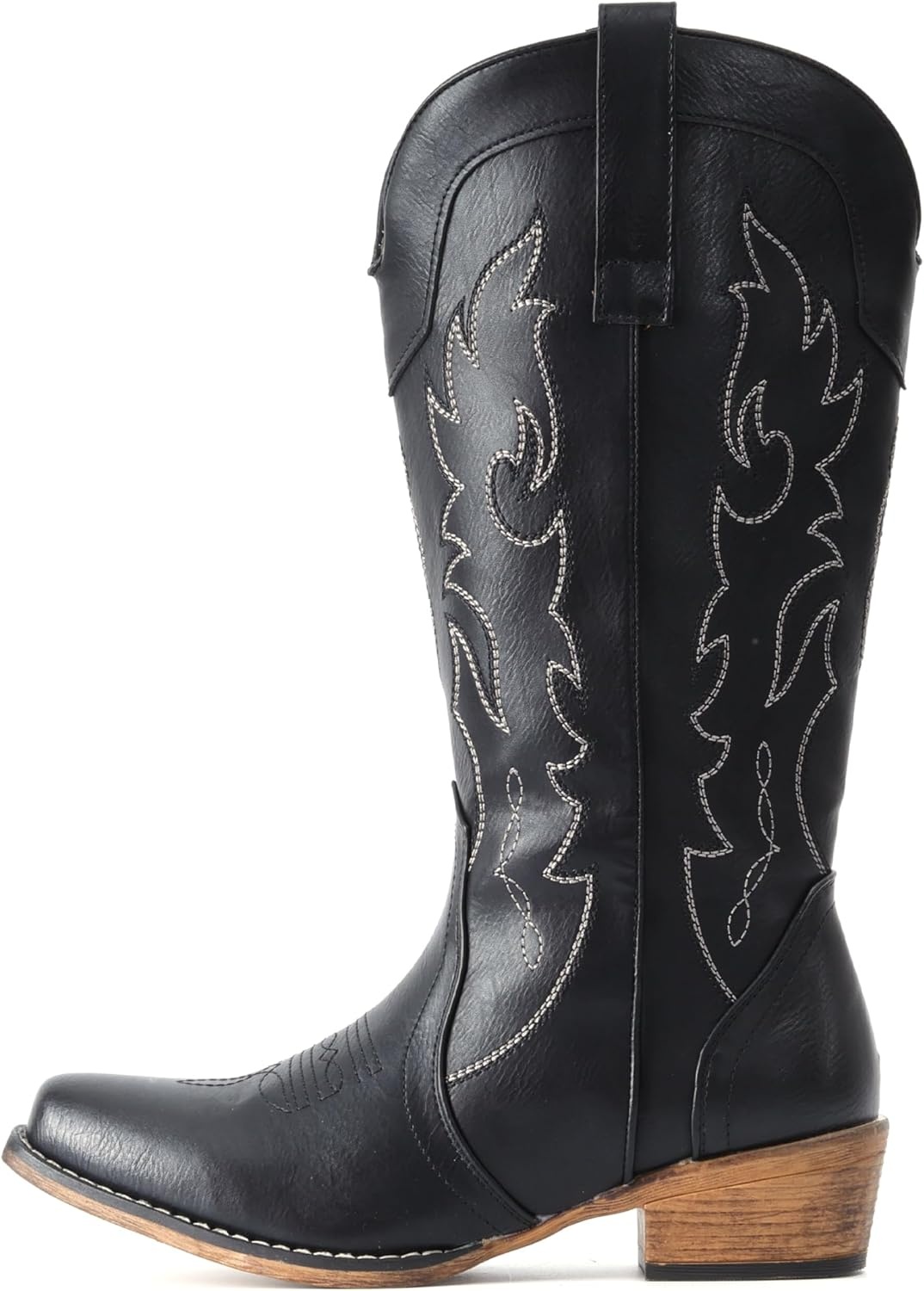 image:imageIUV Cowboy Boots for Women Mid Calf Fashion Cowgirl Boots with Embroidery Western Snip ToeBlack