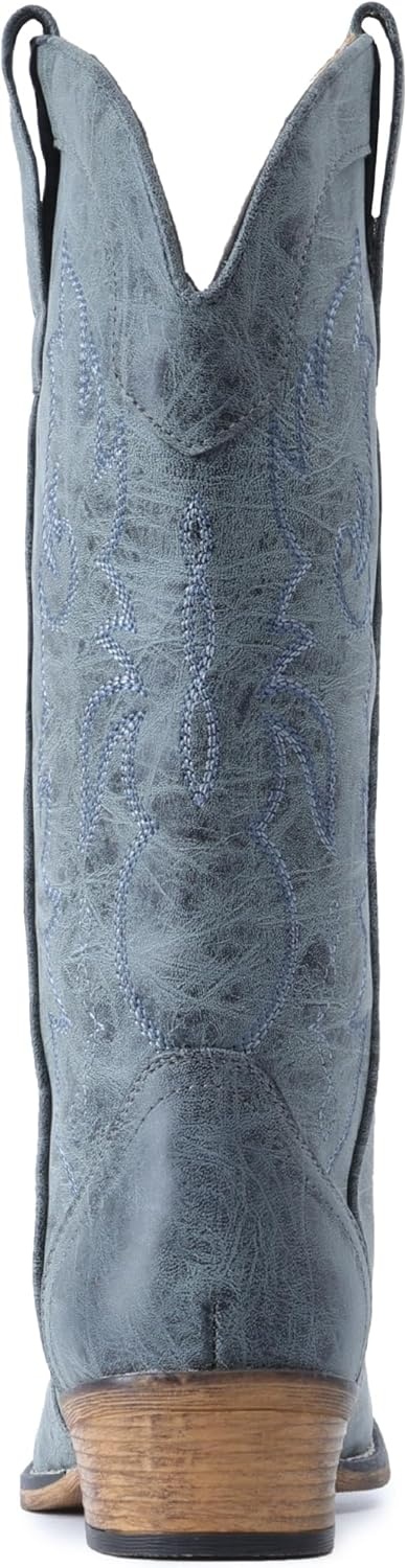 image:imageIUV Cowboy Boots for Women Mid Calf Fashion Cowgirl Boots with Embroidery Western Snip ToeBlue Haze