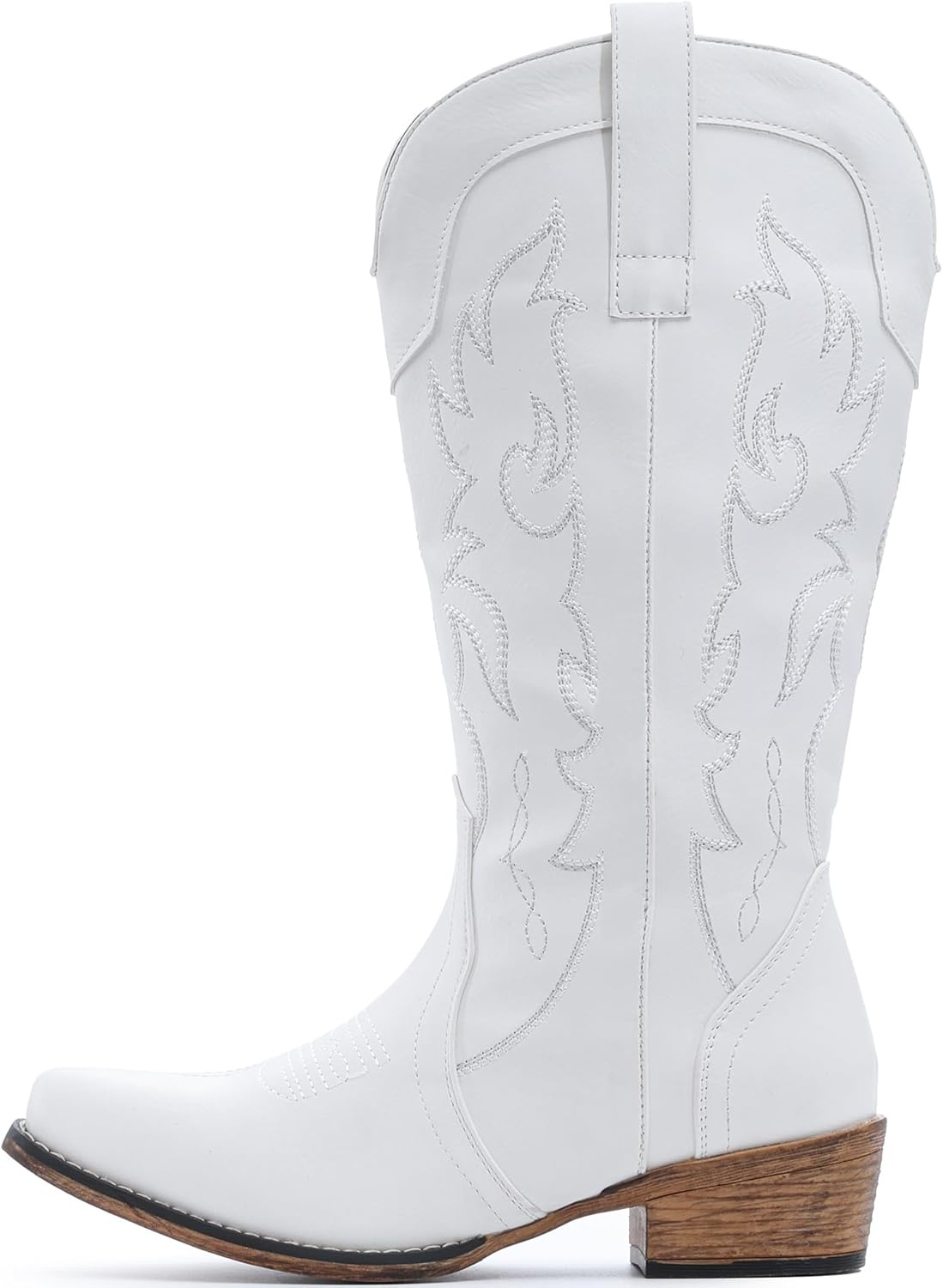 image:imageIUV Cowboy Boots for Women Mid Calf Fashion Cowgirl Boots with Embroidery Western Snip ToeWhite