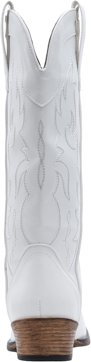 image:imageIUV Cowboy Boots for Women Mid Calf Fashion Cowgirl Boots with Embroidery Western Snip ToeWhite