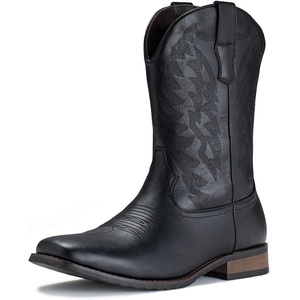 image:imageIUV Cowboy Boots For Men Wide Foot Square Toe Western Boots with Classic Embroidered Durable Slip on BootsBlack