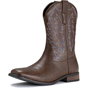 image:imageIUV Cowboy Boots For Men Wide Foot Square Toe Western Boots with Classic Embroidered Durable Slip on BootsKhaki