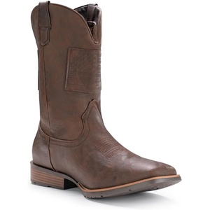 image:imageIUV Cowboy Boots For Men Wide Western Boot Traditional American Flag Retro Square Toe Country Work BootsDark Brown