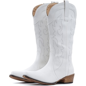 image:imageIUV Cowboy Boots for Women Mid Calf Fashion Cowgirl Boots with Embroidery Western Snip ToeWhite