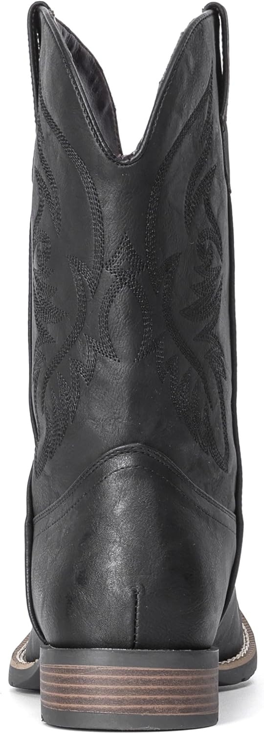 image:imageIUV Cowboy Boots For Men Square Toe Western Boot Durable Retro Classic Embroidered Pull On Boot Slip Resistant Country BootsBlack