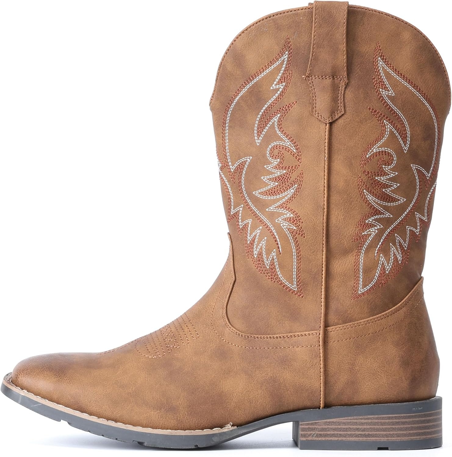 image:imageIUV Cowboy Boots For Men Square Toe Western Boot Durable Retro Classic Embroidered Pull On Boot Slip Resistant Country BootsBrown