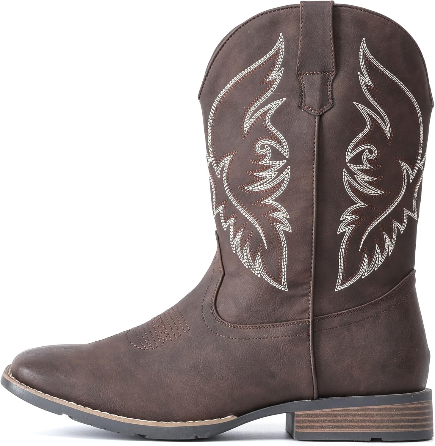 image:imageIUV Cowboy Boots For Men Square Toe Western Boot Durable Retro Classic Embroidered Pull On Boot Slip Resistant Country BootsKhaki