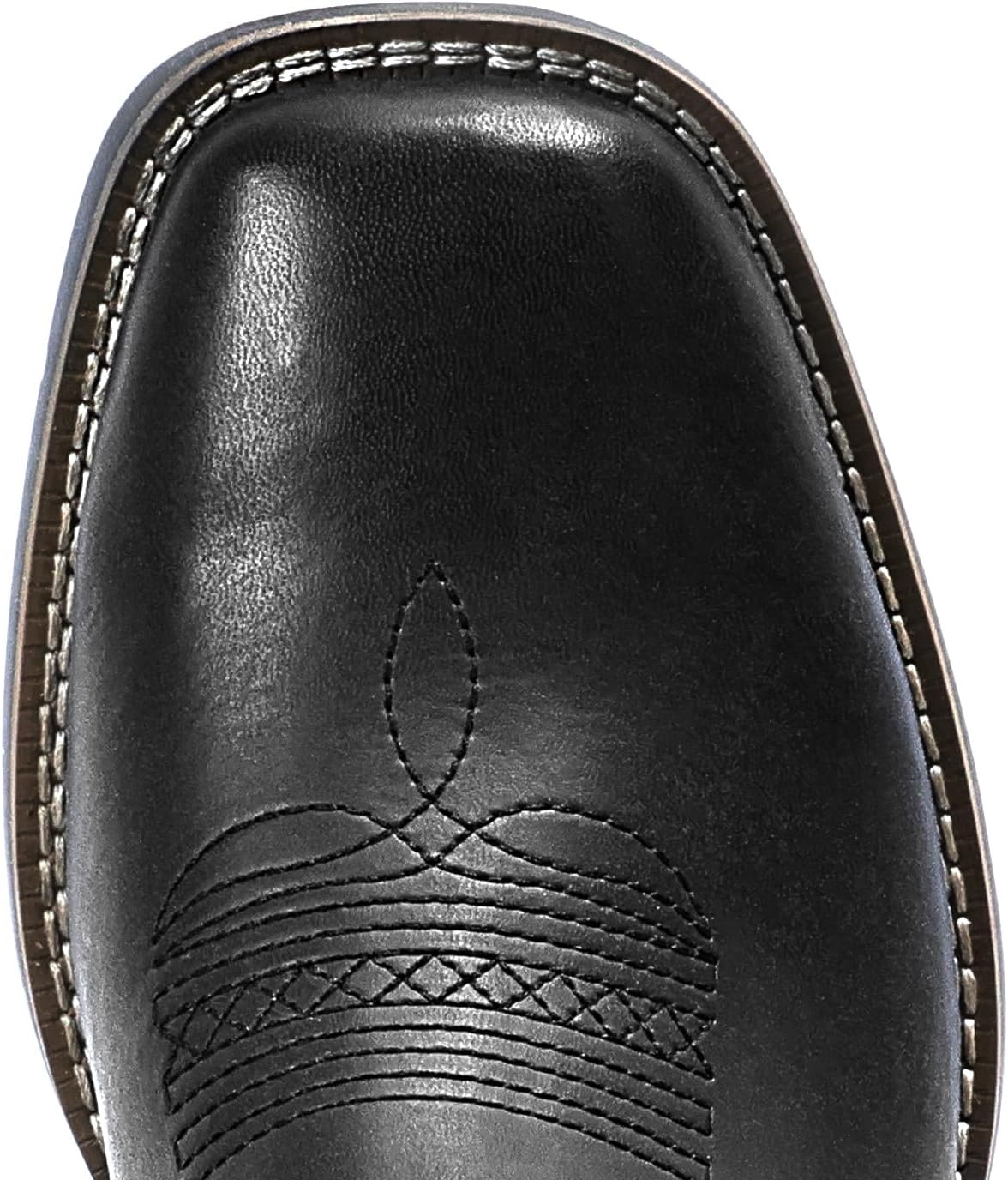 image:imageIUV Cowboy Boots For Men Square Toe Western Boot Durable Retro Classic Embroidered Pull On Boot Slip Resistant Country BootsMatte Black