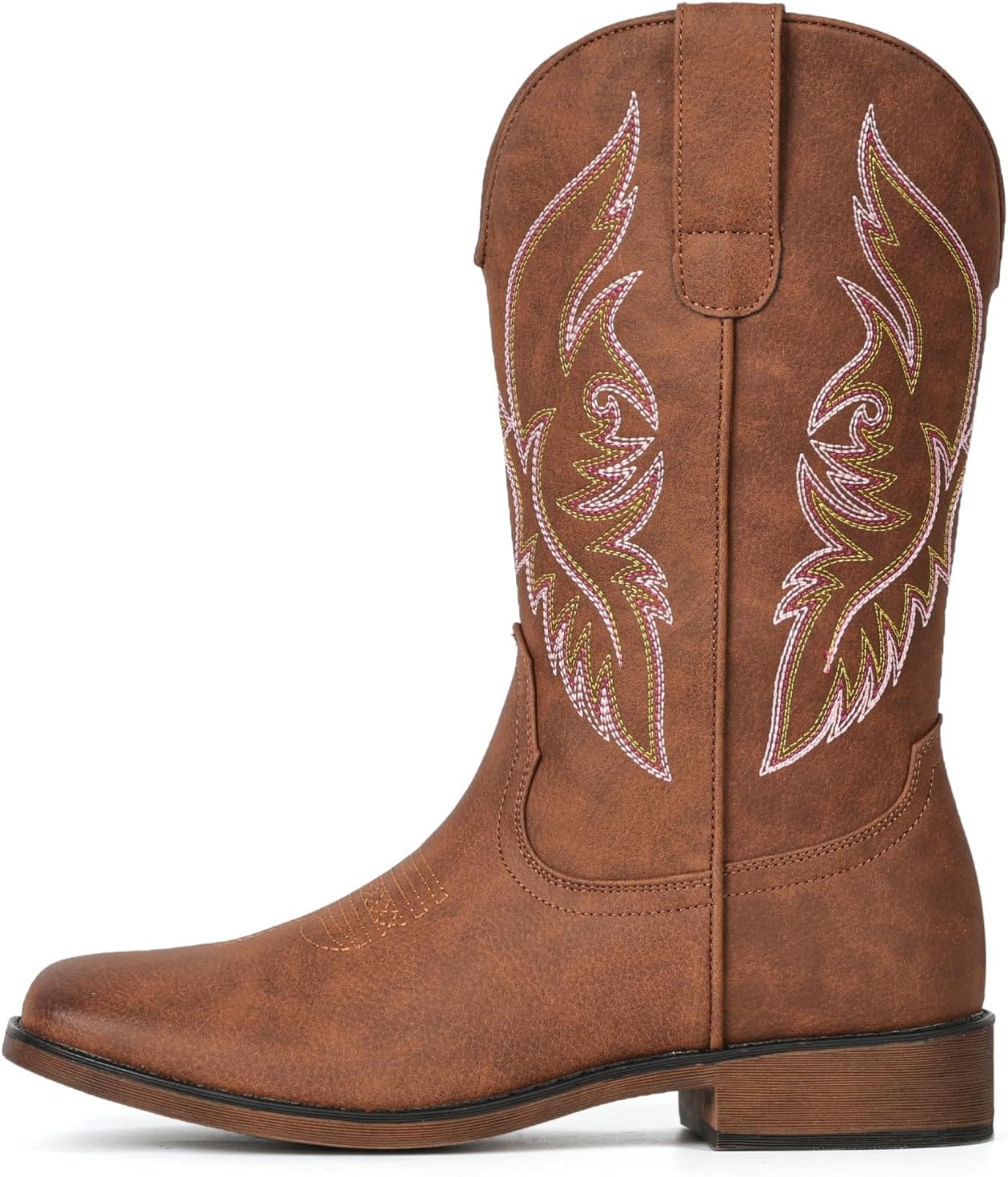 image:imageIUV Cowboy Boots For Men Square Toe Western Boot Durable Retro Classic Embroidered Pull On Boot Slip Resistant Country BootsWomens Stylered Brown