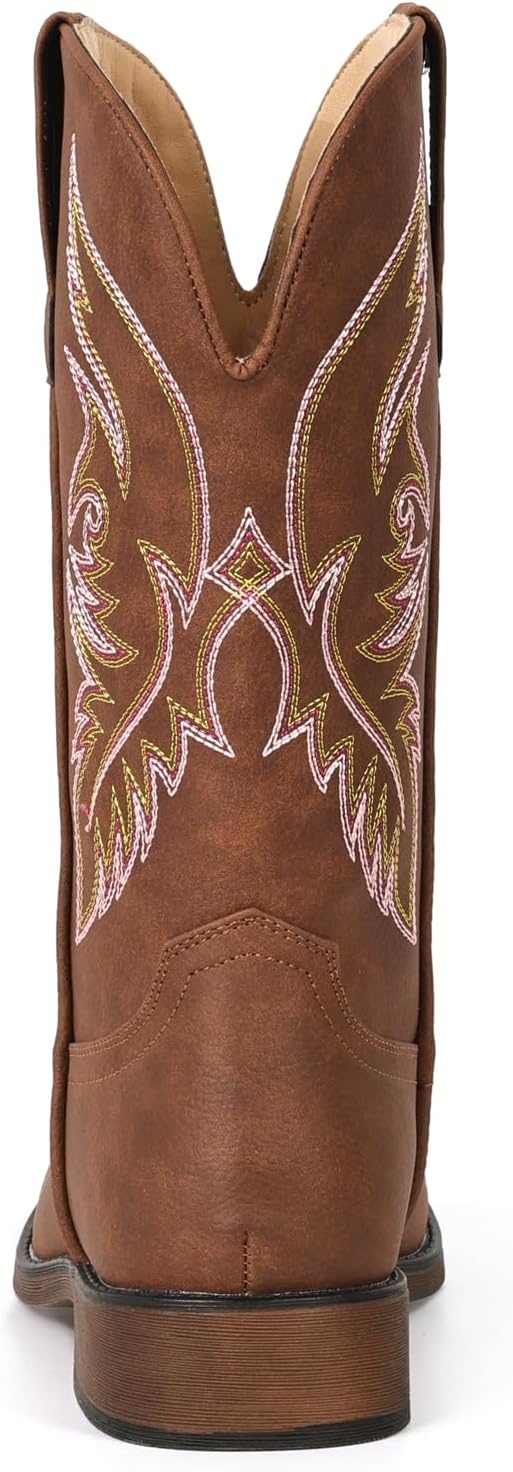 image:imageIUV Cowboy Boots For Men Square Toe Western Boot Durable Retro Classic Embroidered Pull On Boot Slip Resistant Country BootsWomens Stylered Brown