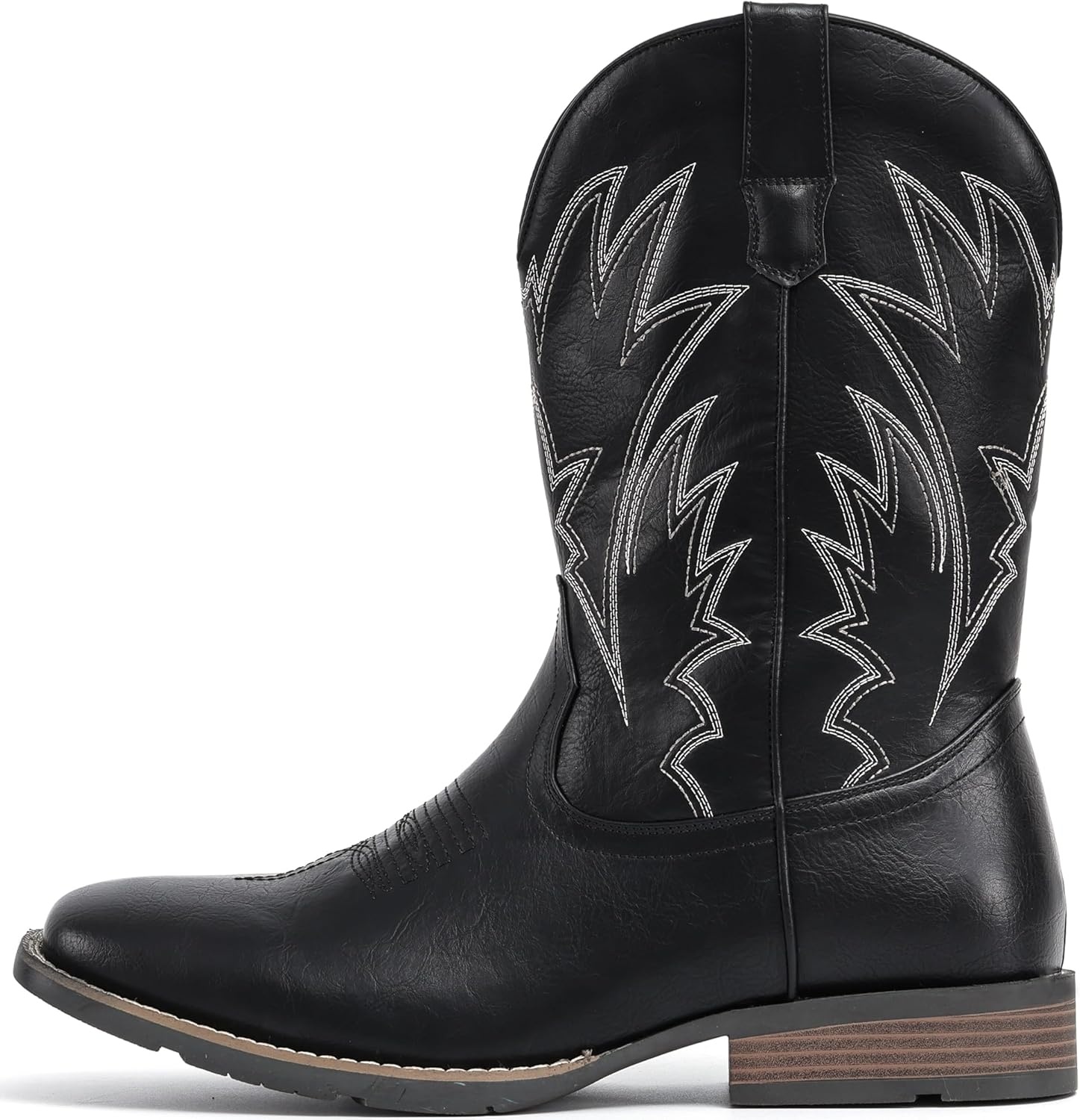 image:imageIUV Cowboy Boots For Men Western Ostrich Wide Durable Fashionable Embroidered Pull On Slip Resistant Assorted Colors BootsBlack