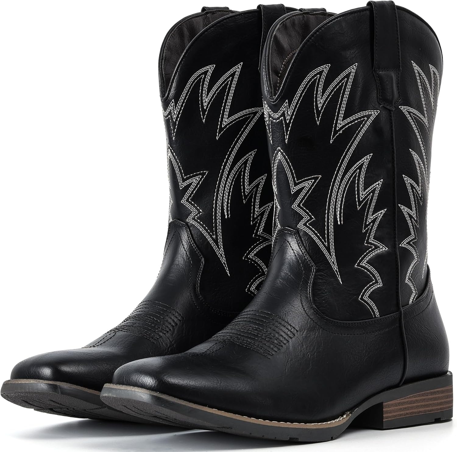 image:imageIUV Cowboy Boots For Men Western Ostrich Wide Durable Fashionable Embroidered Pull On Slip Resistant Assorted Colors BootsBlack