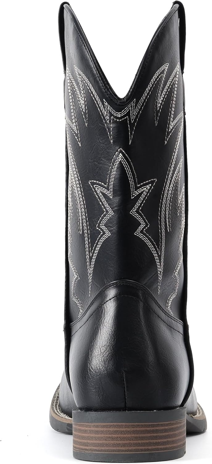 image:imageIUV Cowboy Boots For Men Western Ostrich Wide Durable Fashionable Embroidered Pull On Slip Resistant Assorted Colors BootsBlack