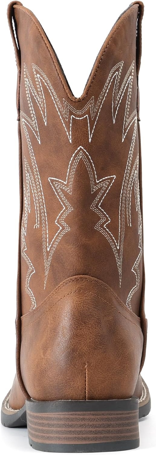 image:imageIUV Cowboy Boots For Men Western Ostrich Wide Durable Fashionable Embroidered Pull On Slip Resistant Assorted Colors BootsBrown